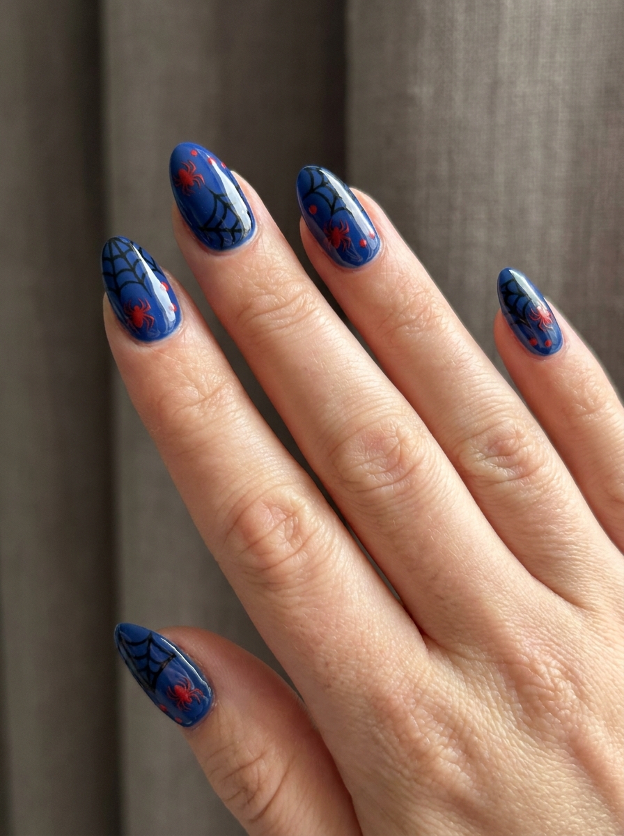 Dark Blue Spiderman Nails als Spiderman Nägel Inspiration 2026
